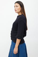 Chanel Spring 2011 Black Crochet 3/4 Sleeve Sweater