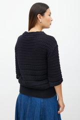 Chanel Spring 2011 Black Crochet 3/4 Sleeve Sweater