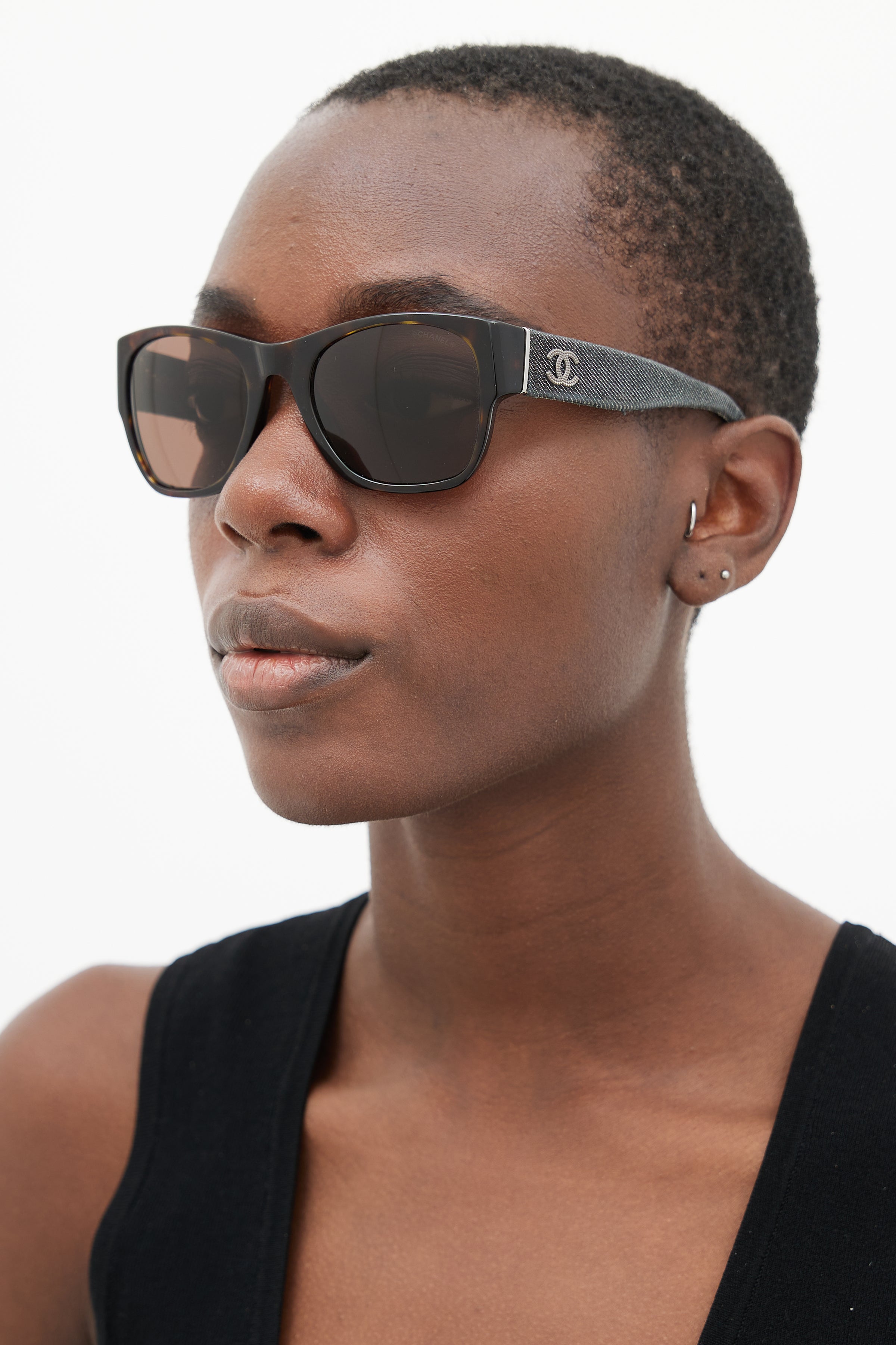 Chanel // Black Denim 5162 Square Sunglasses – VSP Consignment