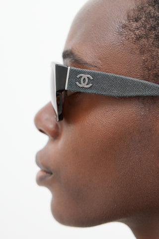 Chanel Black Denim 5162 Square Sunglasses