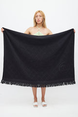 Chanel Black Fringe Diamond Logo Towel