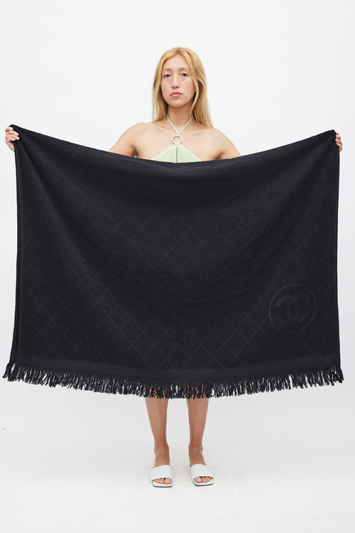Chanel Black Fringe Diamond Logo Towel