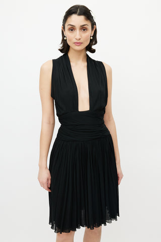 Chanel Black Gathered Sleeveless Dress