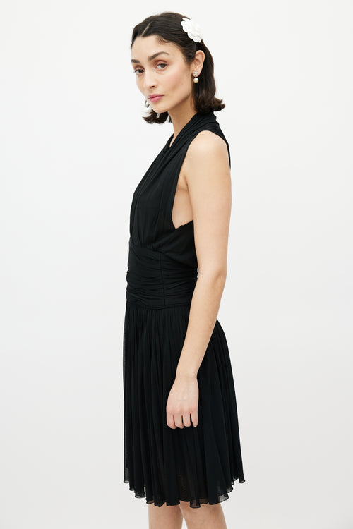 Chanel Black Gathered Sleeveless Dress