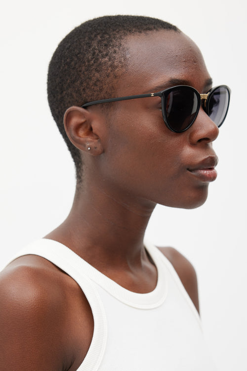 Chanel Black & Gold 5382 Circular Sunglasses