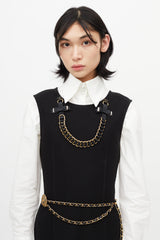 Chanel Vintage Black Ribbon & Chain Brooch
