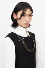 Chanel Vintage Black Ribbon & Chain Brooch