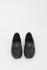 Chanel Black & Gold Leather Chainlink Loafer