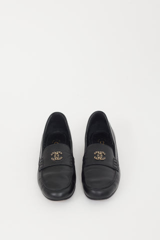 Chanel Black & Gold Leather Chainlink Loafer