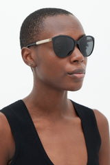 Chanel Black & Beige 5225-Q Round Sunglasses