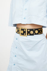 Chanel Black & Gold Coin Leather Belt