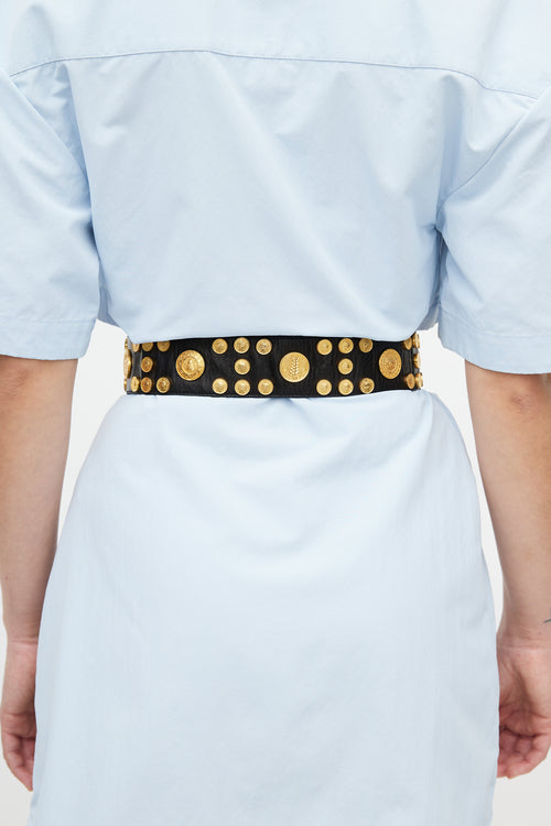 Chanel Black & Gold Coin Leather Belt
