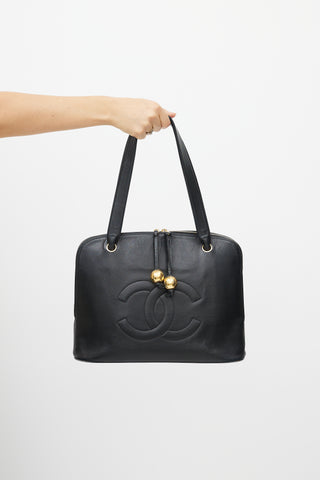 Chanel Black & Gold Dome CC Leather Bag