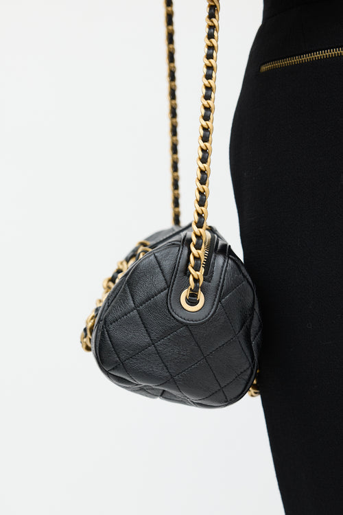 Chanel 2019 Black Leather Quilted Bowling Bag