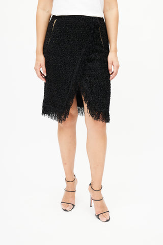 Chanel Black & Gold Tweed Pencil Skirt