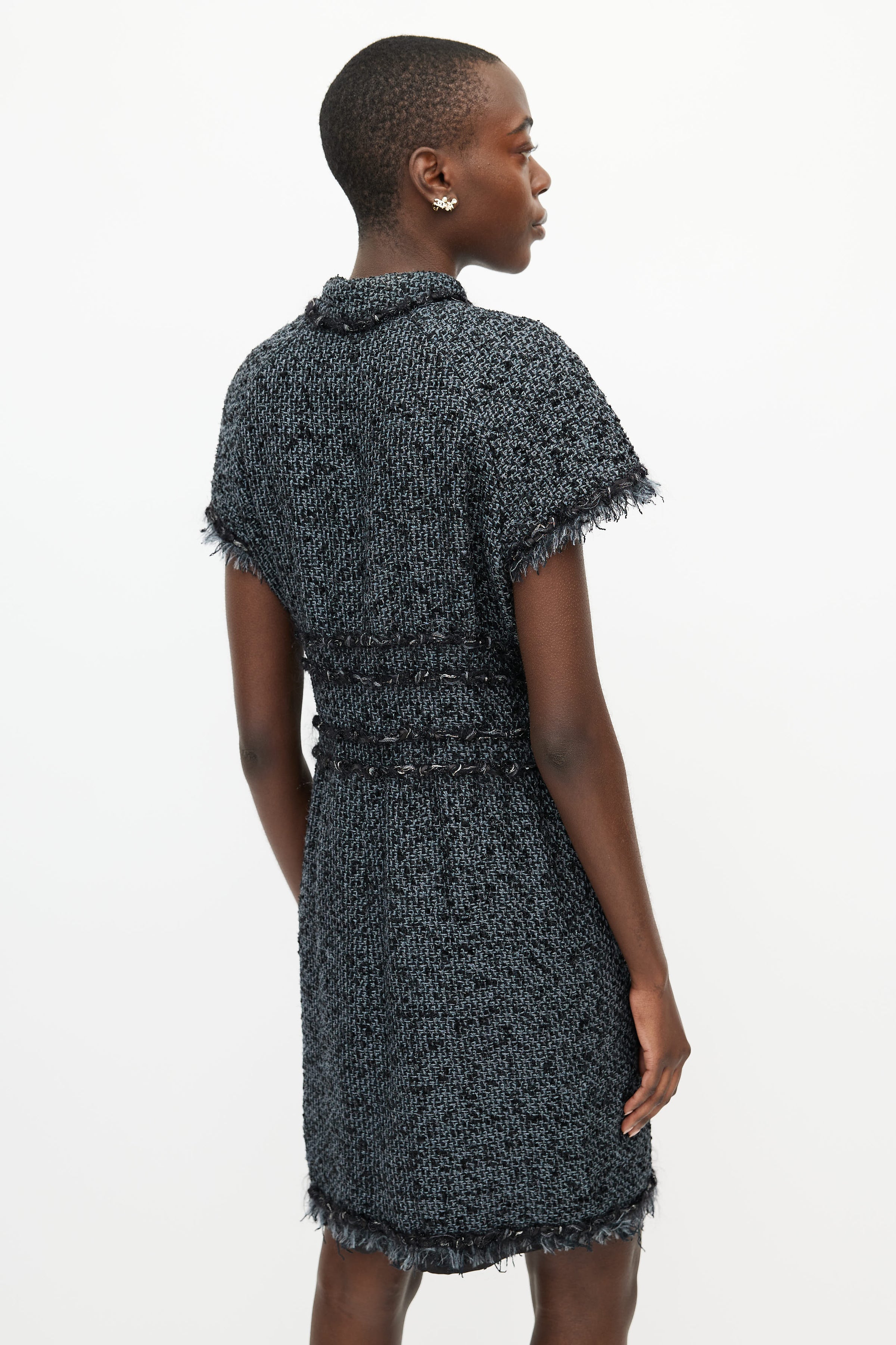 Chanel // Black & Grey Tweed Dress – VSP Consignment