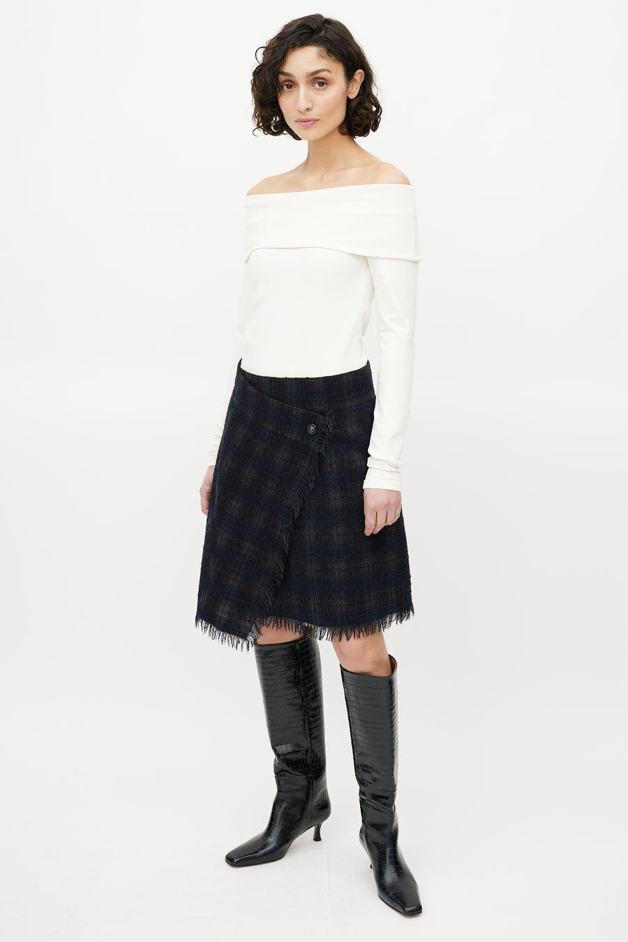 2910032 Black-Green Check Mini Skirt main image 1