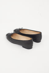 Chanel Black Patent Leather Bow Flat