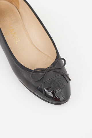Chanel Black Patent Leather Bow Flat