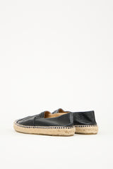 Chanel Black Leather CC Espadrille