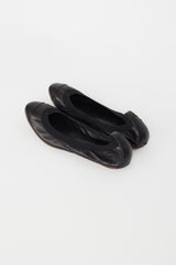 Chanel Black Leather CC Ballet Flat