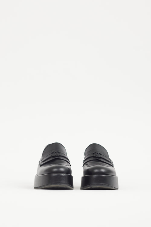 Chanel Black Leather Platform Loafer