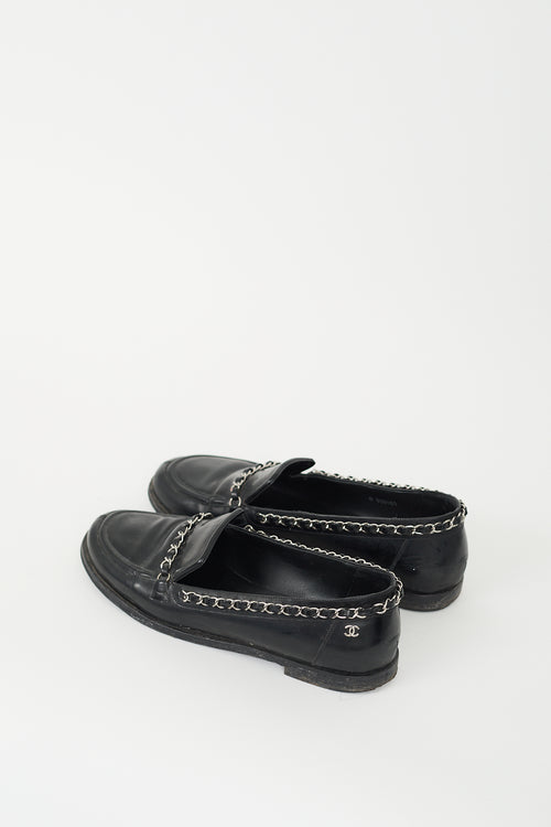 Chanel Black Leather Chain CC Loafer