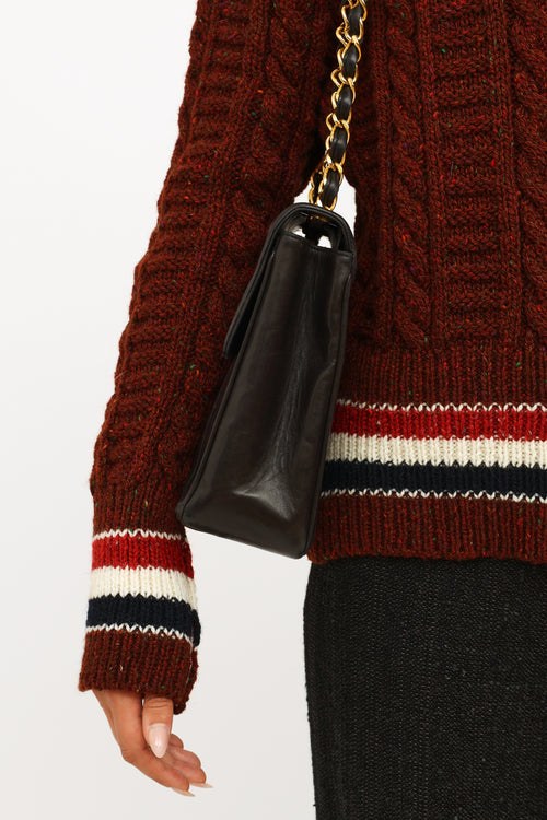 Chanel Black Vertical Quilt Lamkskin Flap Bag