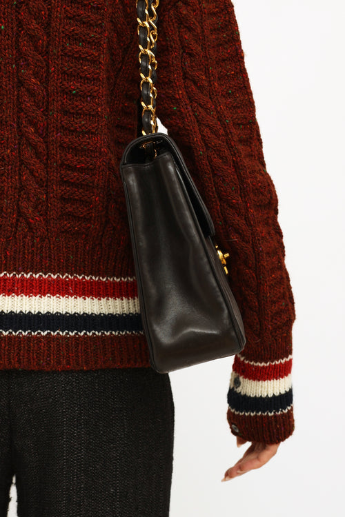 Chanel Black Vertical Quilt Lamkskin Flap Bag