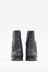 Chanel Black Leather Heeled Chelsea Boot