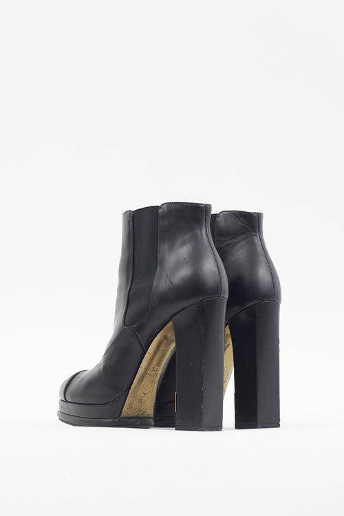 Chanel Black Leather Heeled Chelsea Boot