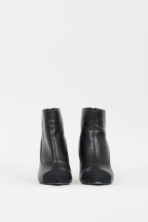 Chanel Black Leather Pearl CC Boot