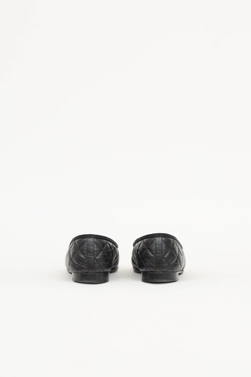 Chanel Leather Quilted CC Ballet Flat