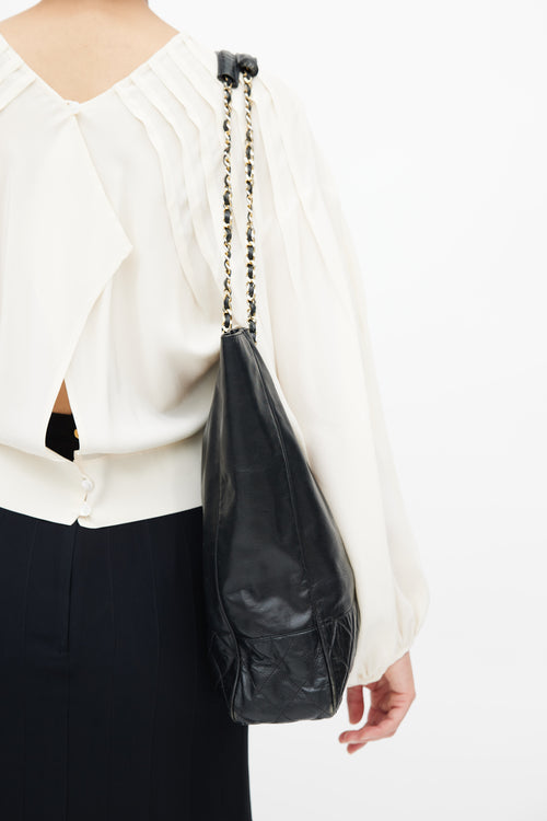 2012 Black Leather Quilted Tote
