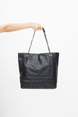 2012 Black Leather Quilted Tote