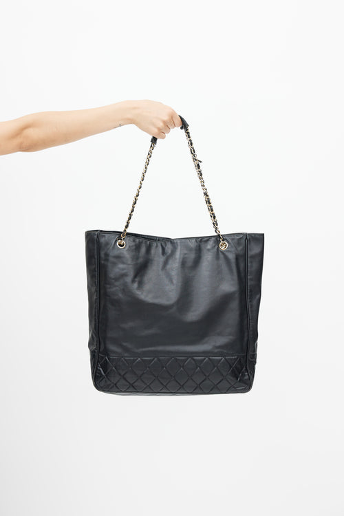 2012 Black Leather Quilted Tote