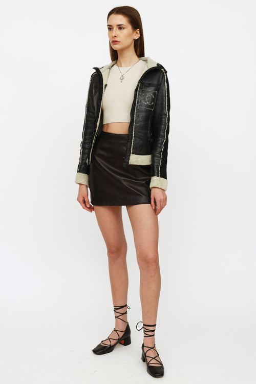 Chanel Black Leather & Shearling Jacket