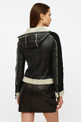 Chanel Black Leather & Shearling Jacket