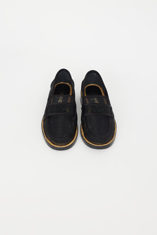 Chanel Black Mesh & Pearl CC Logo Loafer