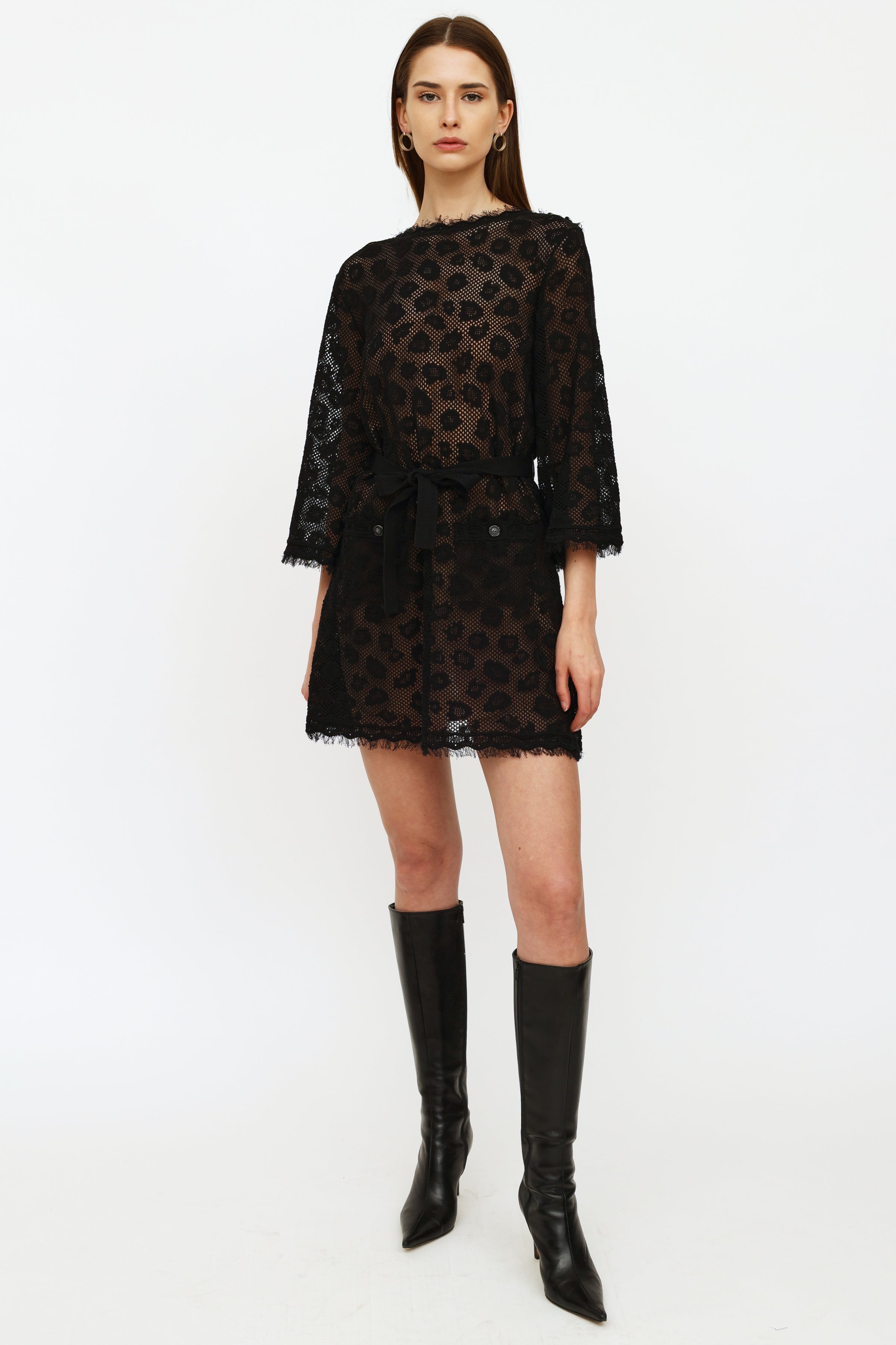 Chanel // 2022 Black Knit Mesh Mini Dress – VSP Consignment