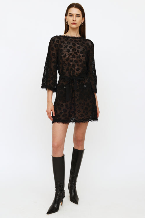 Chanel Black Knit Mesh Mini Dress