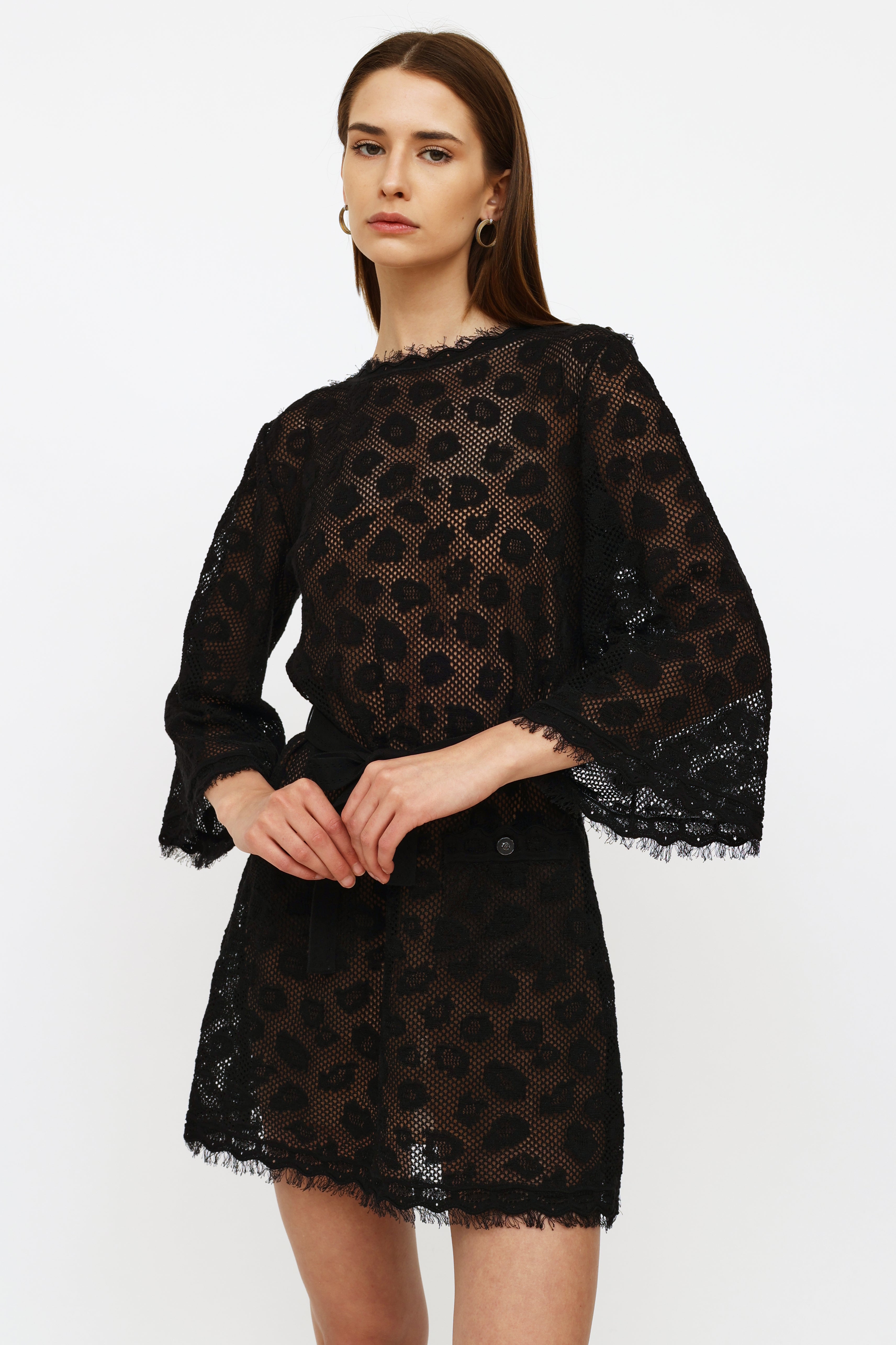 chanel black knit dress NEW Chanel Black Crochet Knit Cocktail Dress LBD 36 at 1stDibs