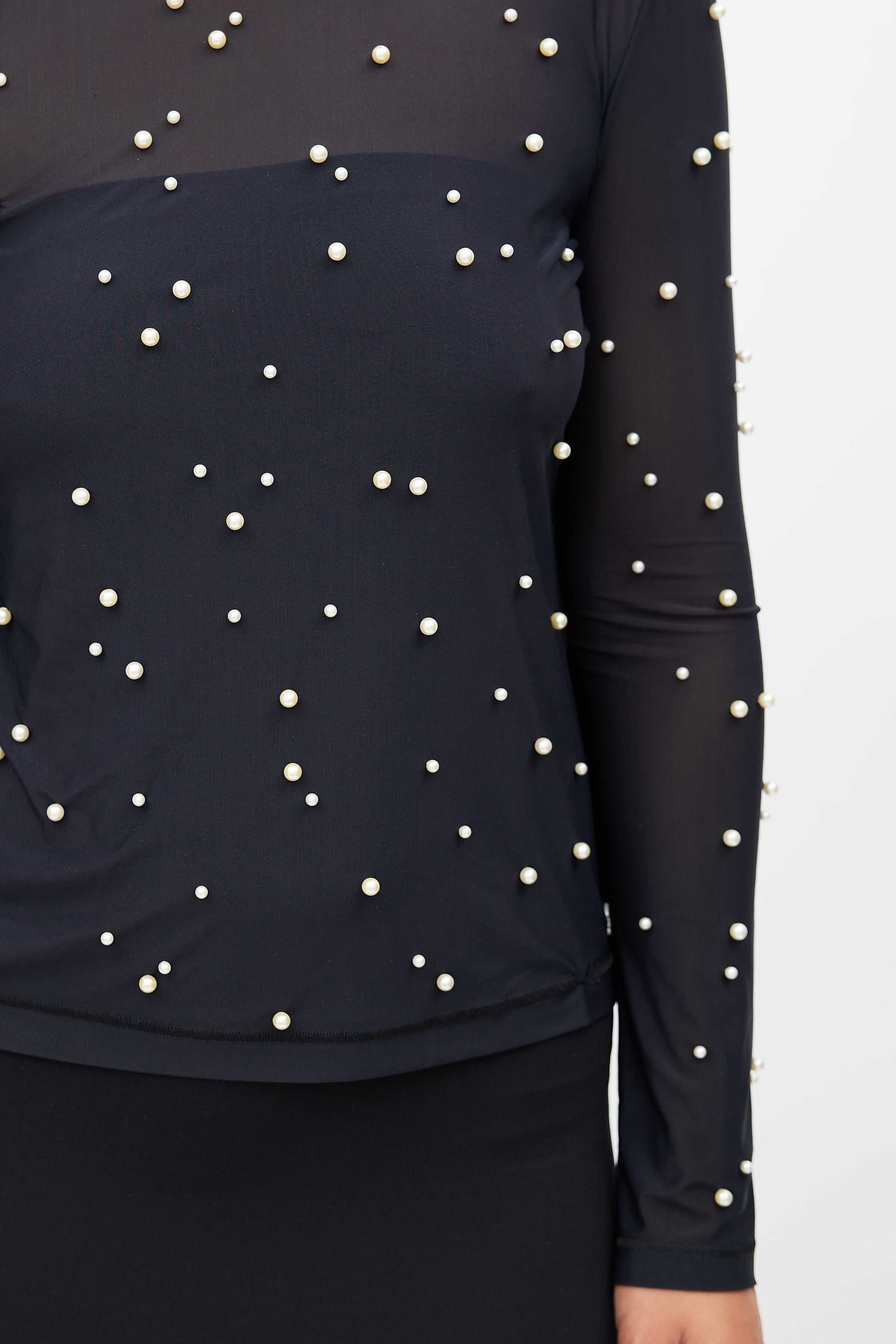 Chanel 2pc. Black w/ Pearl Buttons & Removable Blouse Detail