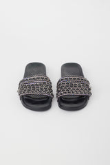 Chanel Black & Multi Chain CC Rubber Slide
