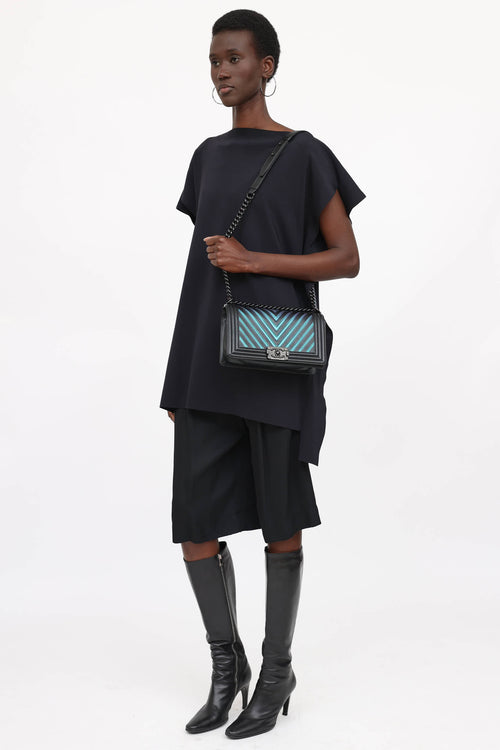 Chanel 2017 Medium Iridescent Chevron Boy Bag