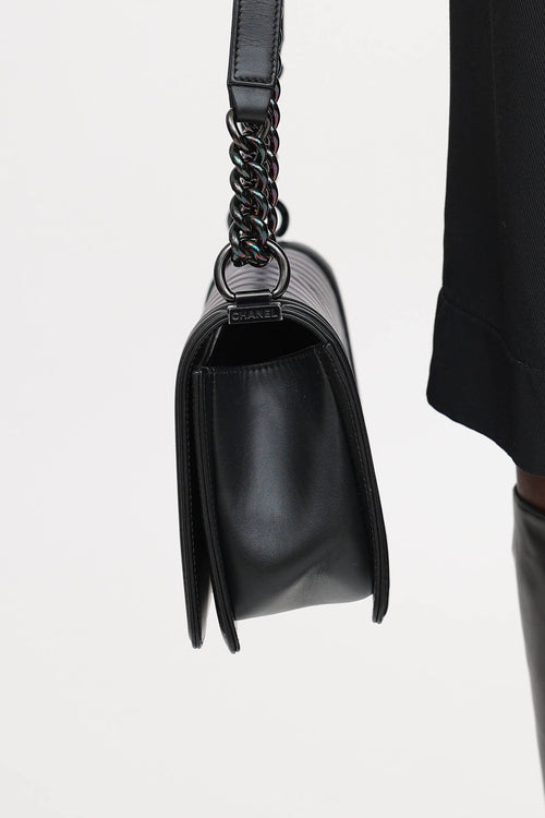 Chanel 2017 Medium Iridescent Chevron Boy Bag