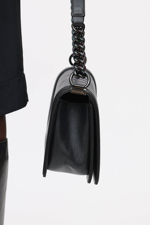 Chanel 2017 Medium Iridescent Chevron Boy Bag