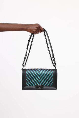 Chanel 2017 Medium Iridescent Chevron Boy Bag