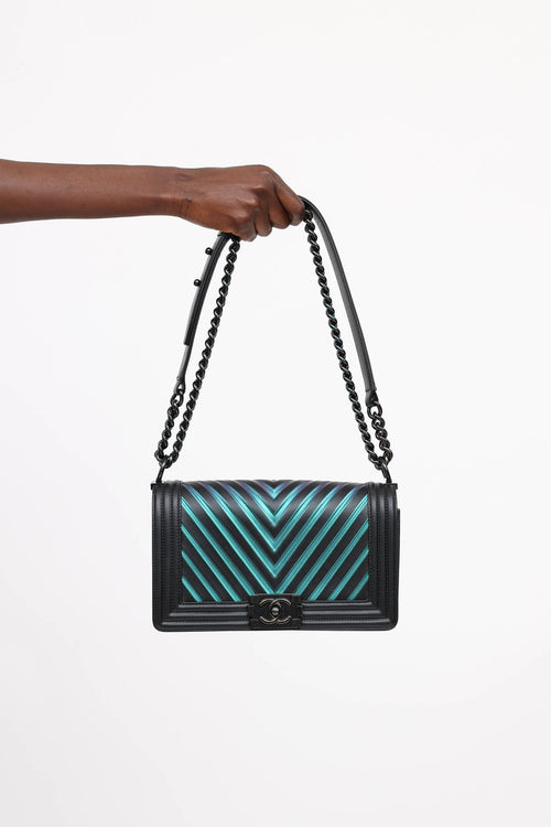 Chanel 2017 Medium Iridescent Chevron Boy Bag