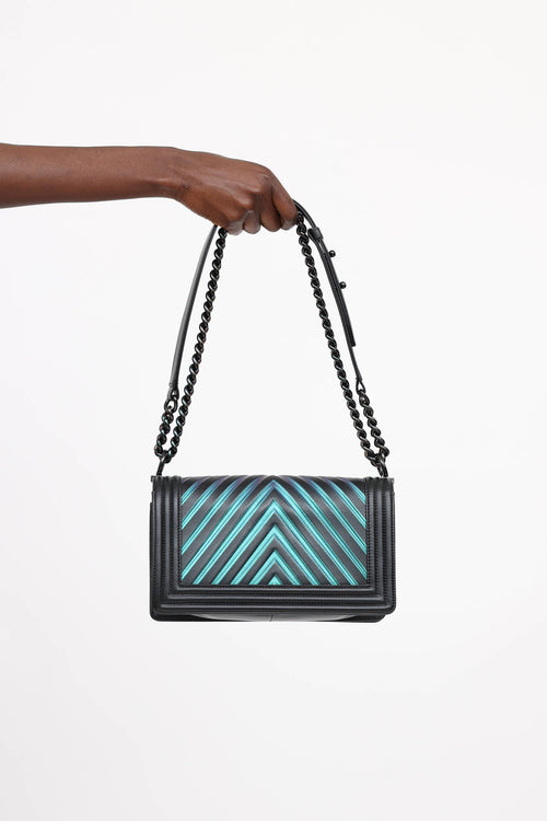 Chanel 2017 Medium Iridescent Chevron Boy Bag